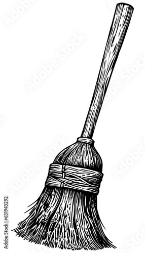 Witch Broomstick Black and White