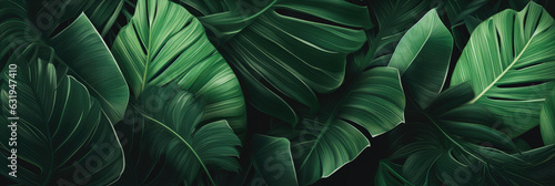 Lush Palm Leaves Exotic Background Created with Generative AI