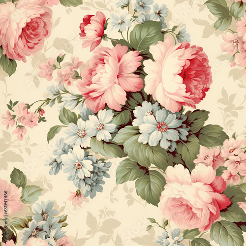 Nostalgic Floral Charms: Vintage Patterns in Soft, Muted Tones Created with Generative AI © JJS Creative
