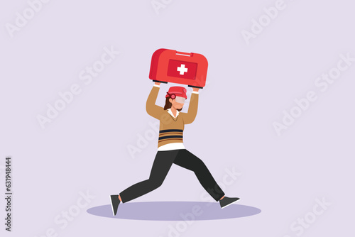 First aid. Emergency rescue concept. Colored flat vector illustration isolated. 