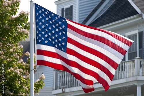 Closeup of United States of America flag, shallow depth of field. USA independence day.