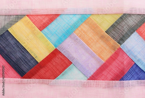 Korean Traditional Patchwork Background of Ramie Fabric.