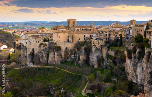 Panorama of impressive Cuenca - medieval town on rocks, Spain photo