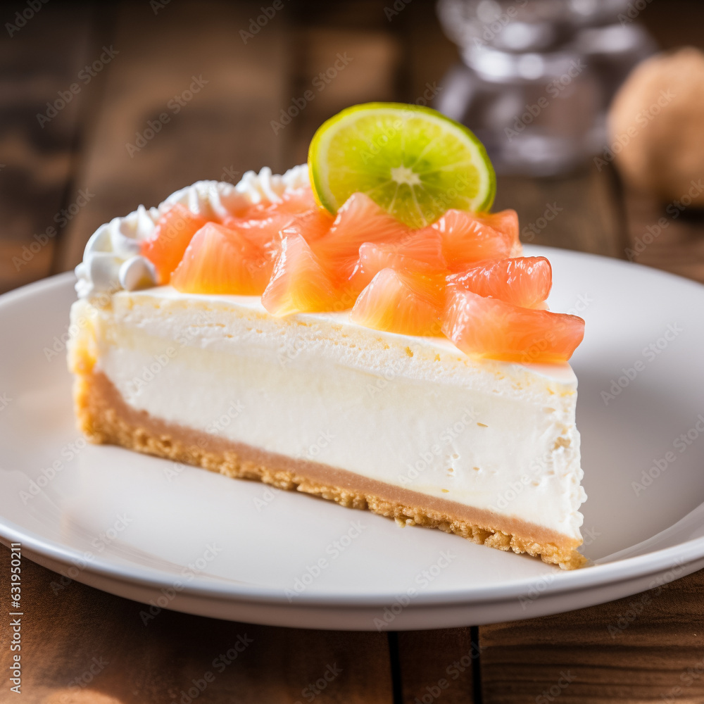 Delectable cheesecake adorned with the vibrant beauty of succulent melon slices, ai generative Delectable cheesecake adorned with the vibrant beauty of succulent melon slices, ai generative