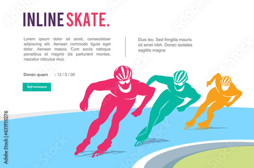 Great elegant vector editable inline skate poster background design for your inline skate championship event	 photo