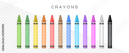Crayons. Colorful wax pencils collection. Vector realistic illustration EPS10