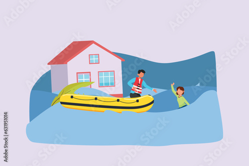 First aid. Emergency rescue concept. Colored flat vector illustration isolated. 