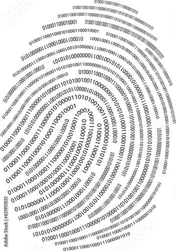 Black digital fingerprint. Transparent background. Vector