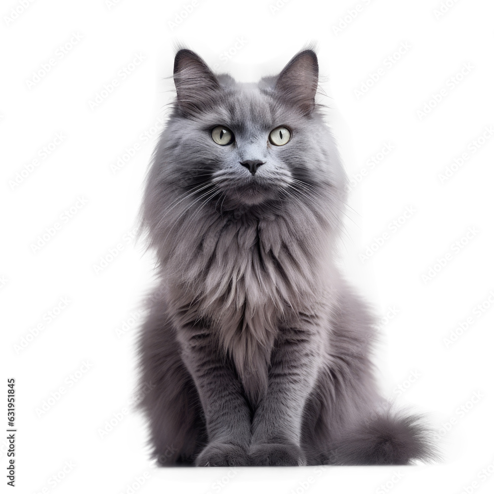 Nebelung Cat, isolated on transparent, PNG, HD