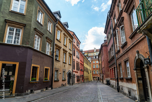 The buildings at the Old Town Market Square in Warsaw, Poland