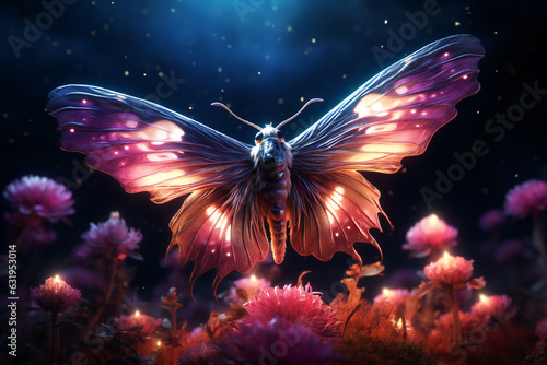 Close-up of Illuminating Moth in an Enchanting Ethereal Landscape © jeff