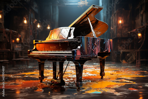 Grand piano abstract wallpaper with colorful thick brushes 