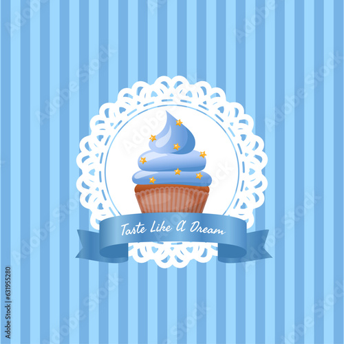 Cupcake bakery shop poster in vector