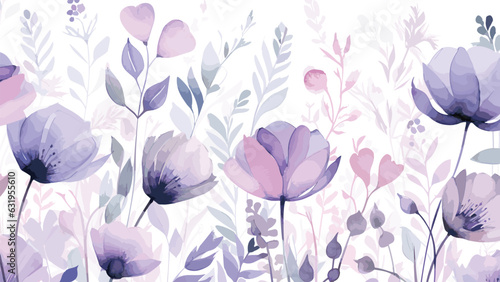 Flowers seamless pattern background watercolor 