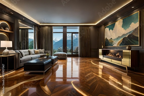 High class house interior look with dark color combination 