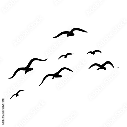 set of silhouettes of birds