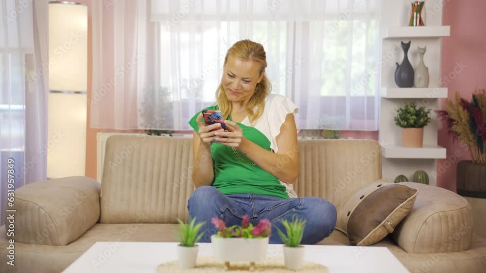 Happy and happy texting woman. Happy and happy texting woman.