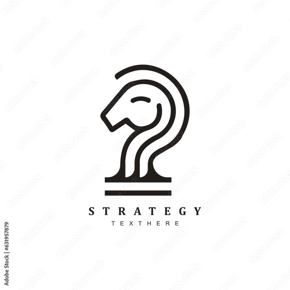 Simple minimal linear chess horse logo design for your brand or business Simple minimal linear chess horse logo design for your brand or business