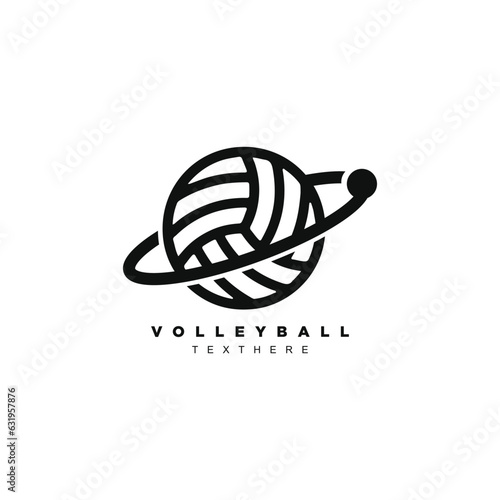 Creative planet volley ball logo design template. World of volley logo vector