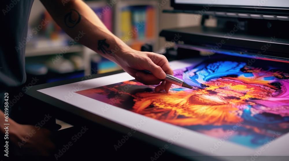 Fototapeta premium A close-up printing with the Polyprint DTG printer