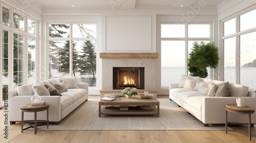 Simple and modern hardwood living room interior © arthyeon