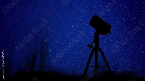 Telescope and Stars In Time Lapse 4k photo