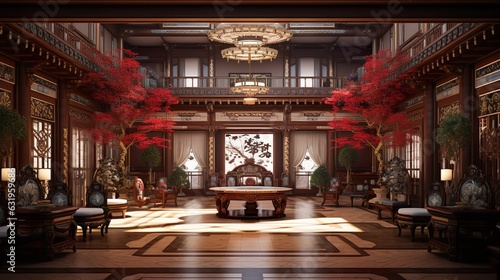 Fotografia Korean traditional royal hanok luxury interior