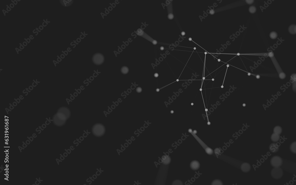 Fototapeta premium Abstract background. Molecules technology with polygonal shapes, connecting dots and lines. Connection structure. Big data visualization.