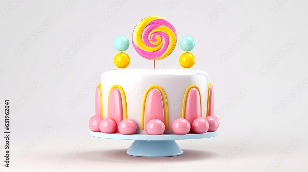 3d illustration of cute birthday cake, Sweet cake for a surprise birthday, for anniversary and celebration ,mother day, Valentine day, sweet food, cupcake, Generative AI illustration 3d illustration of cute birthday cake, Sweet cake for a surprise birthday, for anniversary and celebration ,mother day, Valentine day, sweet food, cupcake, Generative AI illustration