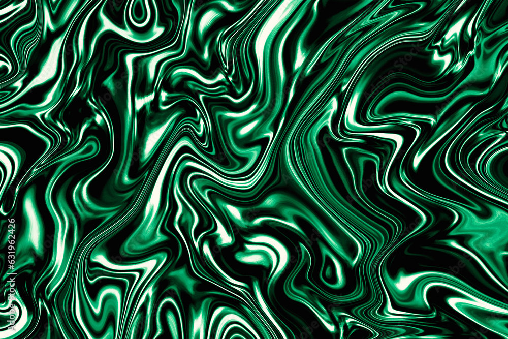 Liquid metal emerald dark green aluminum antique luxury metallic abstract wave texture as decoration ornament and wallpaper
