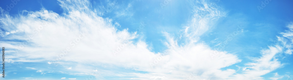 white clouds on blue sky, panoramic background