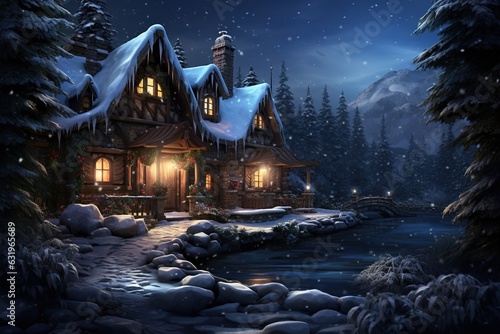 Exterior Design of a Wooden House during the XMas Event.