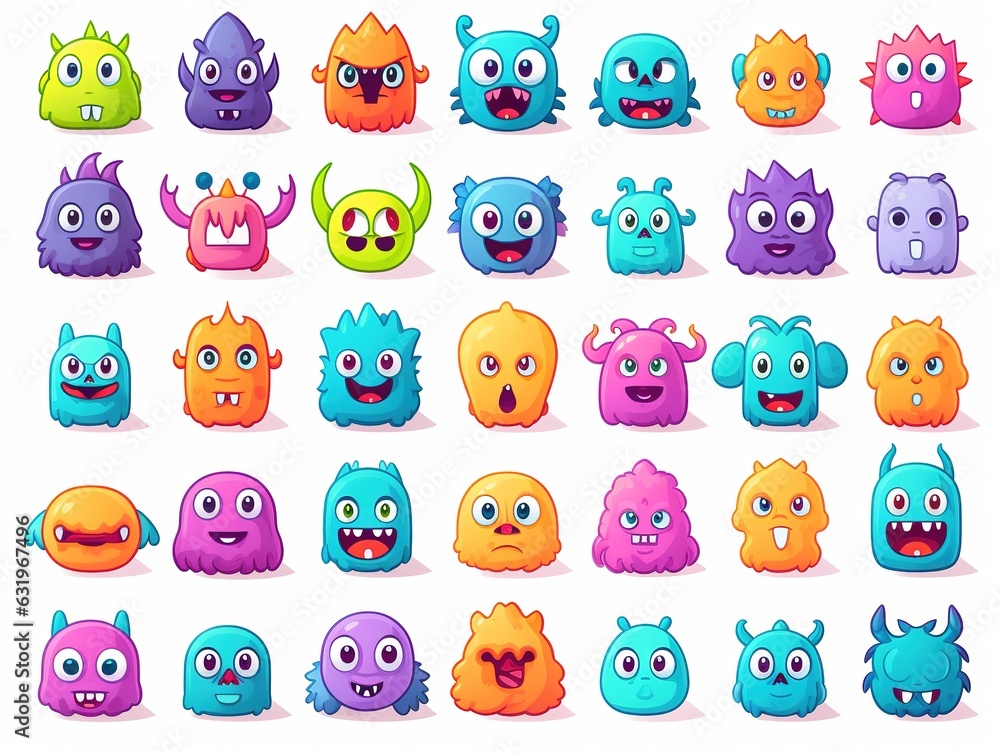 Obraz premium Fuzzy Monster Fiesta Cute Cartoon Pattern Celebration Happy Haunting Cartoon Background with Cute Monsters