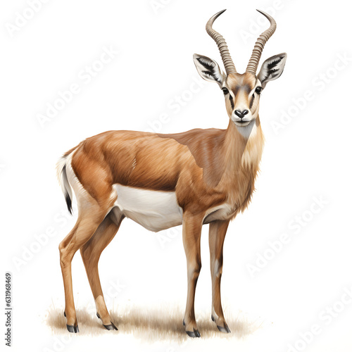 Brushstroke watercolor style realistic full body portrait of a antelope on white background Generated by AI 01