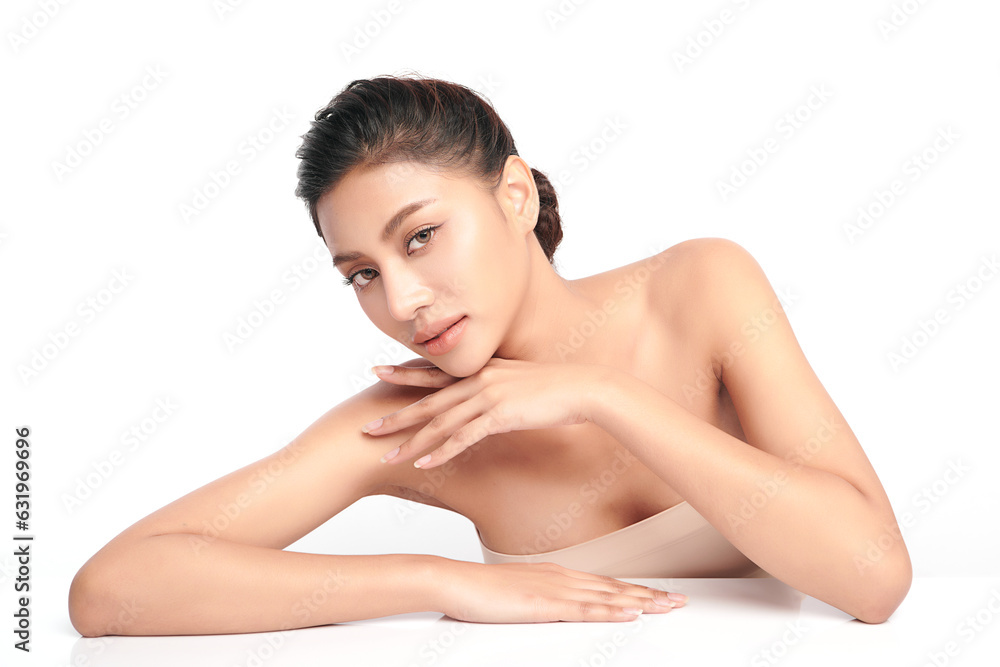 Beautiful young asian woman with clean fresh skin on white background, Face care, Facial treatment, Cosmetology, beauty and spa, Asian women portrait. Beautiful young asian woman with clean fresh skin on white background, Face care, Facial treatment, Cosmetology, beauty and spa, Asian women portrait.