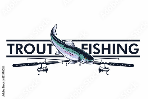 trout fishing logo badge template