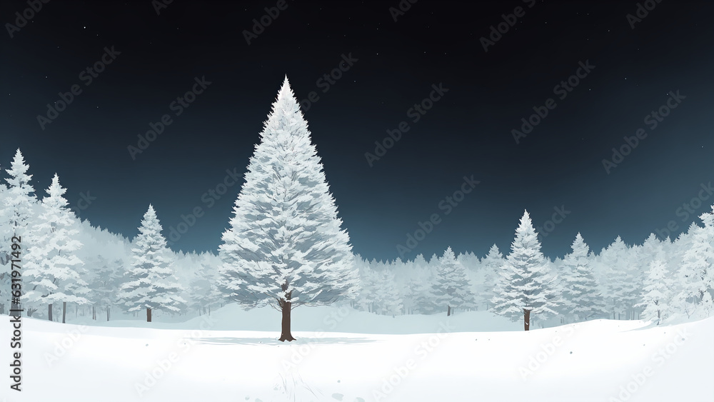 snow covered trees, Generative AI image