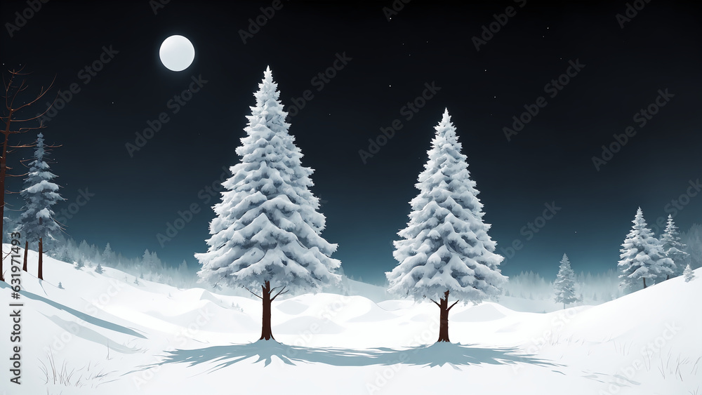 winter landscape with trees, Generative AI image