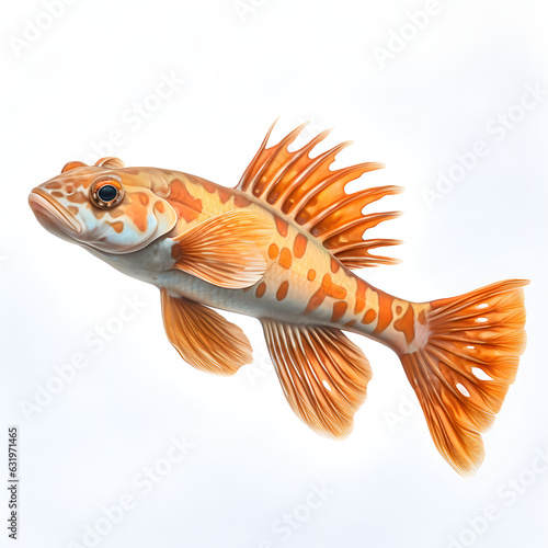 Brushstroke watercolor style realistic full body portrait of a goby on white background Generated by AI 03
