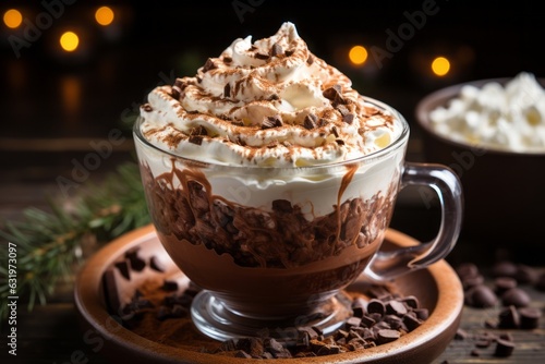 Cup Of Rich Hot Cocoa With Whipped Cream, Generative AI