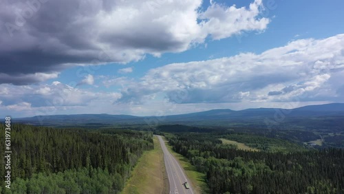 Scenic Route: Aerial View of the Serene Landscapes Along Yellowhead Highway 16, Near Smithers, BC