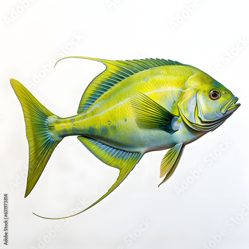 Brushstroke watercolor style realistic full body portrait of a mahi on white background Generated by AI 02