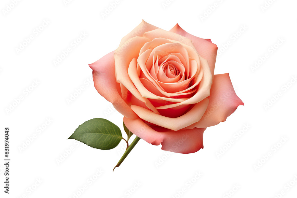 Fototapeta premium photorealistic close-up of a rose on white background isolated PNG