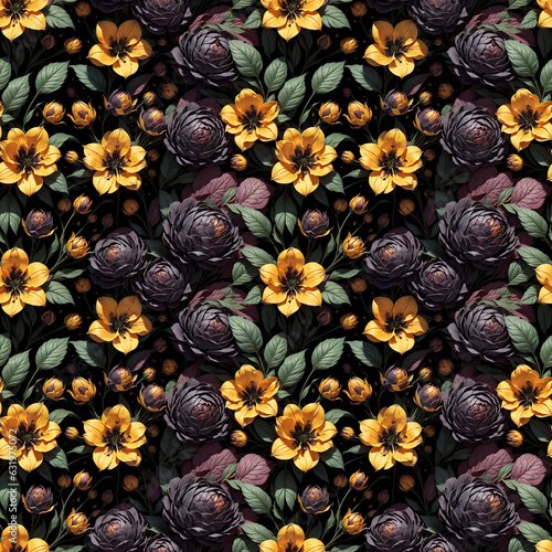 Floral tiling wallpaper