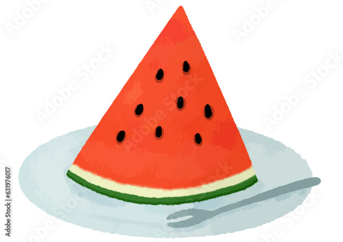 お皿に乗ったスイカ