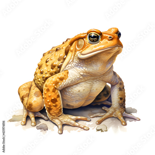 Brushstroke watercolor style realistic full body portrait of a toad on white background Generated by AI 01
