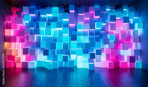 neon wallpaper of cubic motive.