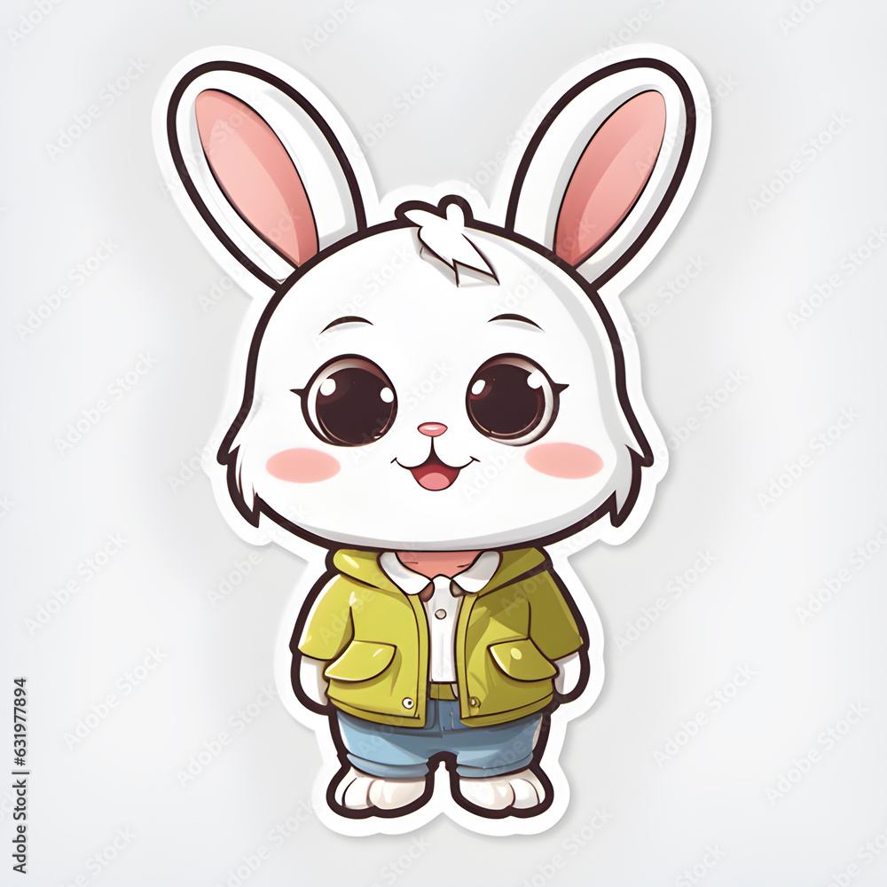 Cute puffy happy bunny illustration