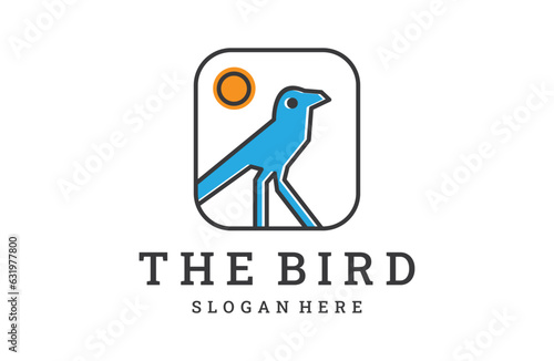  bird logo vector icon template monoline color line art outline