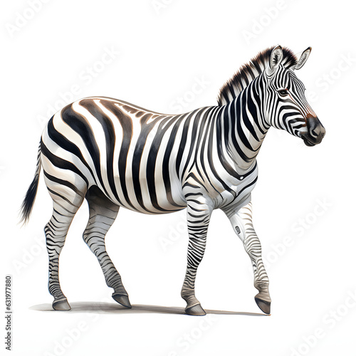 Brushstroke watercolor style realistic full body portrait of a zebra on white background Generated by AI 06